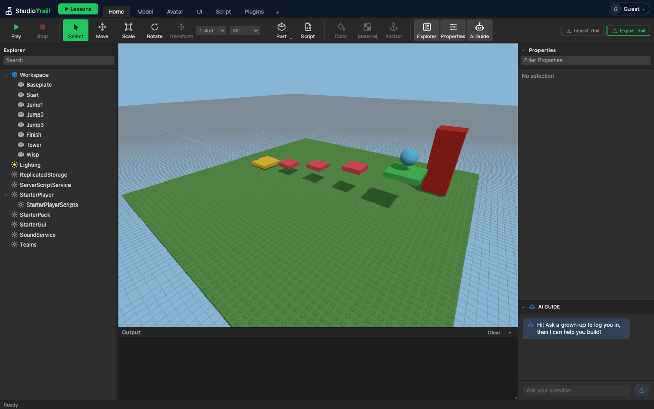 A finished obby project built in StudioTrail